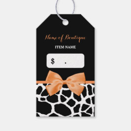 Girly Naranja Bow Giraffe Imprimir Etiquetas Hang 