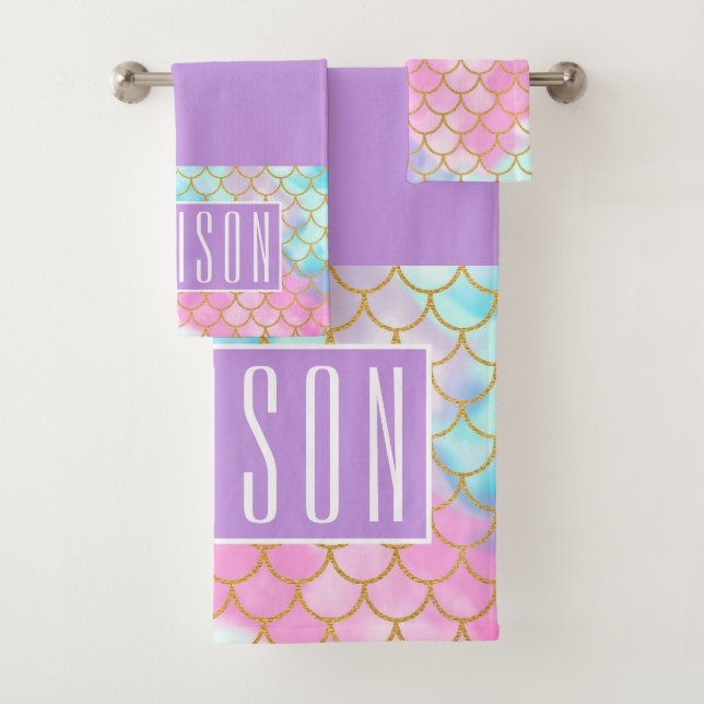 Girly Pastel Ombre Ombre Purpurina Sirena Nombre (In situ)