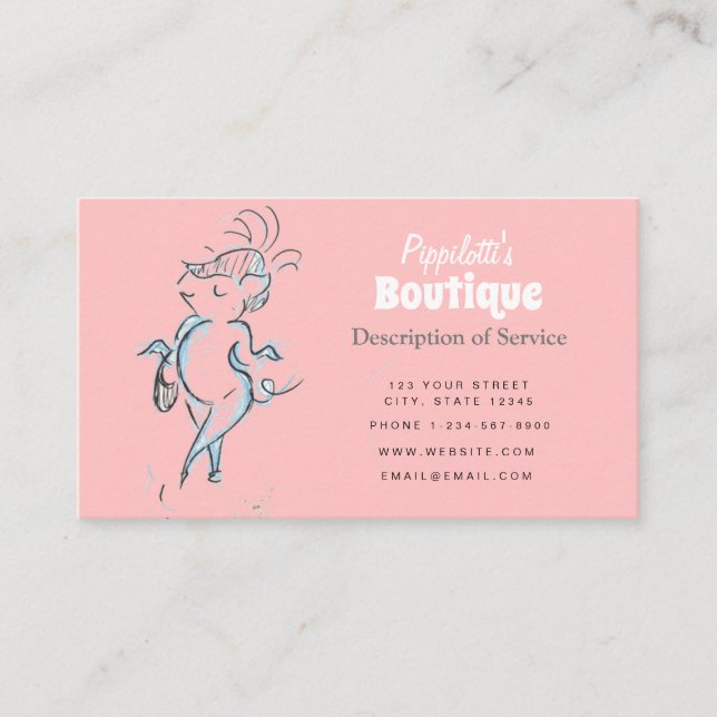 Girly Piggy Fun Pink Boutique Tarjeta de visita (Anverso)