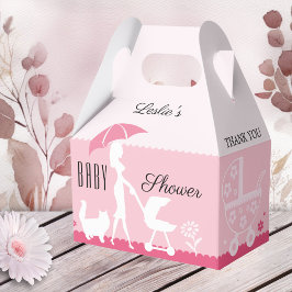 Girly Pink Baby Shower Gracias Caja De Favor