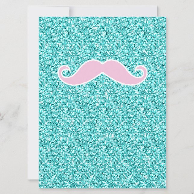 GIRLY PINK MUSTACHE EN EFECTO PURPURINA VERDE AZUL (Anverso)