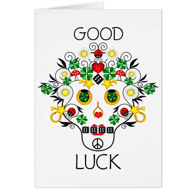 Girly Pirate Lucky Skull Card (Frente)