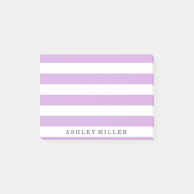 Girly Purple Classic Stripes Monograma Notas (Anverso)
