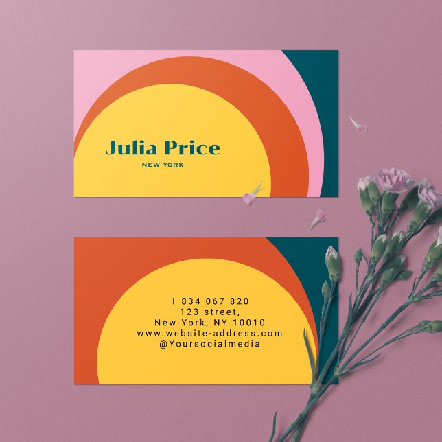 Girly Retro Círculos Tarjeta de Negocio Femenina (Subido por el creador)