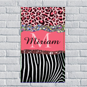 Girly Rose Gold Glitter Drips Blush Pink Leopard