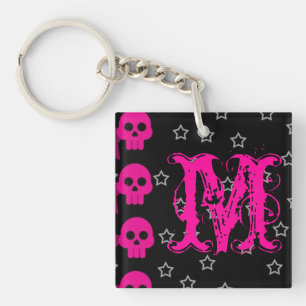 Girly Skull Punk de EMO Rocker Chica de llavero
