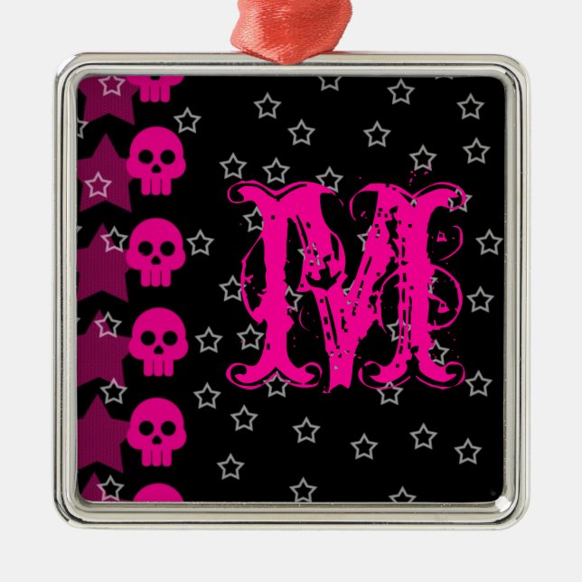 Girly Skull Punk EMO Roc Monograma Ornamento inici (Frente)