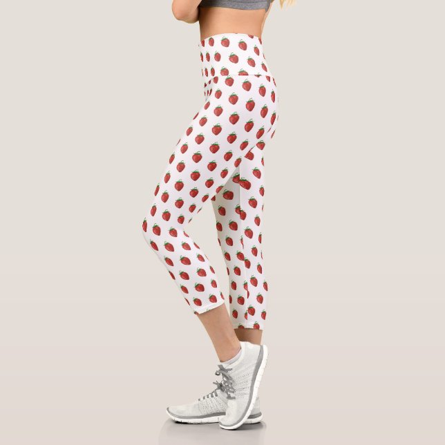 Girly Strawberry | Capri Leggings | Blanco (Izquierda)