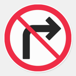 Giro derecho Rótulo prohibido | Pegatina redondead