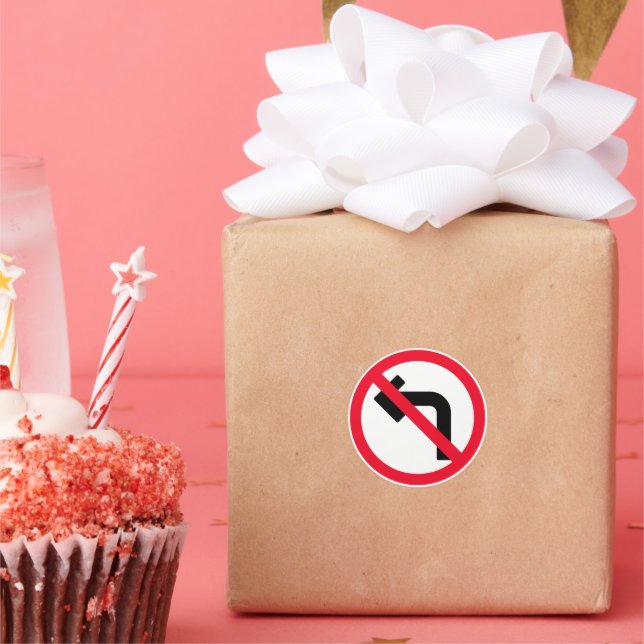 Giro izquierdo Rótulo prohibido | Pegatinas de Ron (Fiesta)