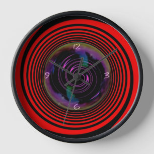 Giro rojo y negro del reloj de pared
