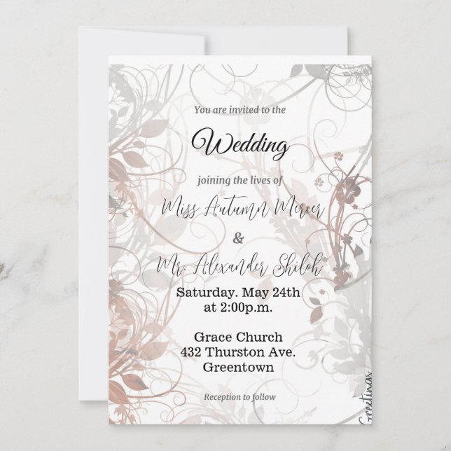 Giros florales - invitación a la boda (Anverso)