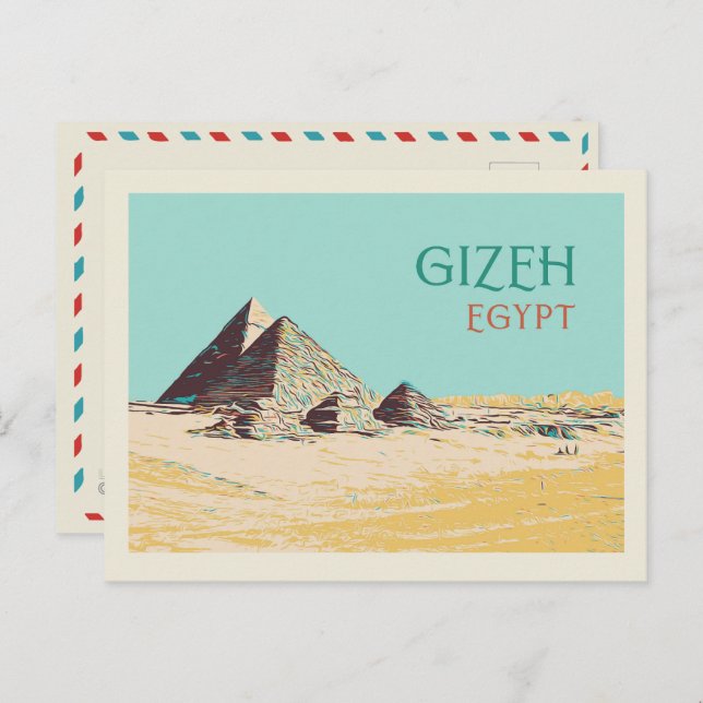Gizeh, Pyramids ilustracion tarjeta postal de Egip (Anverso / Reverso)