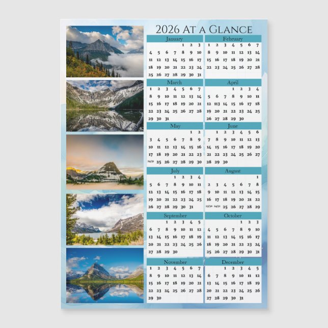 Glacier National Park 2026 At a Glance Calendar (Anverso)
