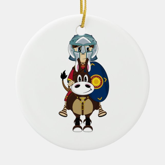 Gladiador romano en el ornamento del caballo (Frente)