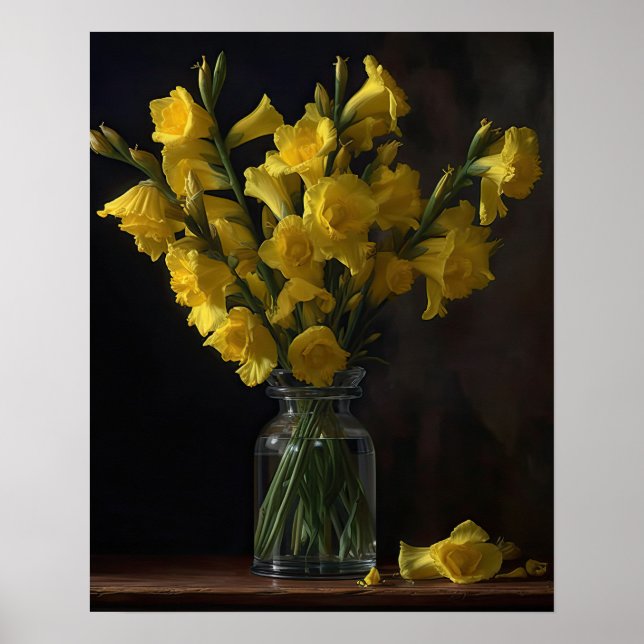 Gladiolus amarillo Flores Poster de impresión de a (Frente)
