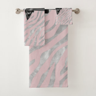 Glam Black Bow Diamond Pink Silver Zebra Print