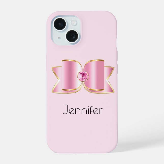 Glam Bow rosa con piedra angular (Reverso )