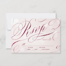 Glam burgundy caligrafía boda vintage RSVP