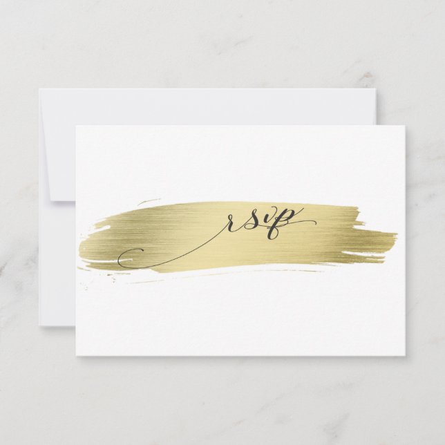 Glam Calligraphy Gold Stroke Wedding RSVP (Anverso)