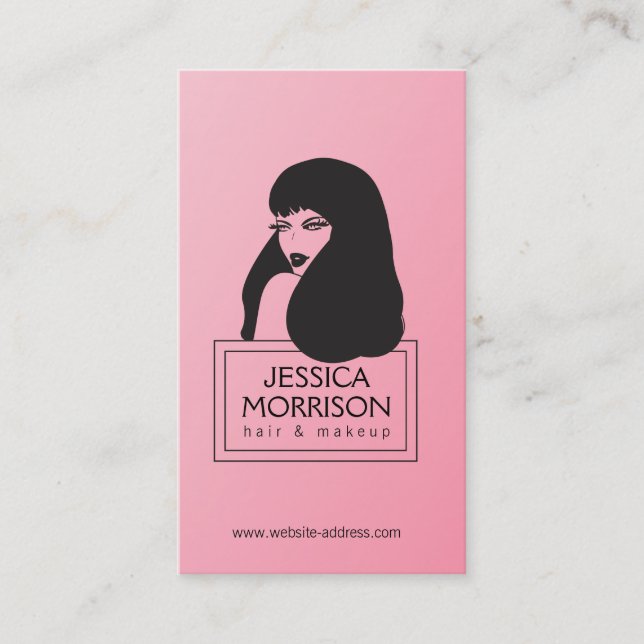 Glam Chica Pink Hair Salon Beauty Tarjeta de visit (Anverso)