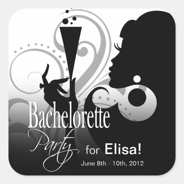 Glam Cocktail Lady Pegatina | blanco negro GRANDE (Anverso)