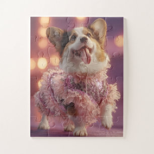 Glam Corgi en rosa - puzzle curado