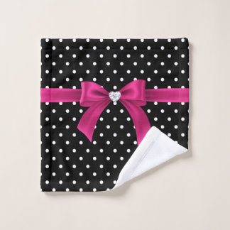 Glam Deep Pink Bow-White Polka Dots-Black