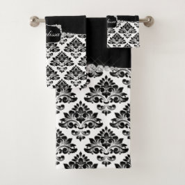 Glam Elegant Black Damask Diamantes