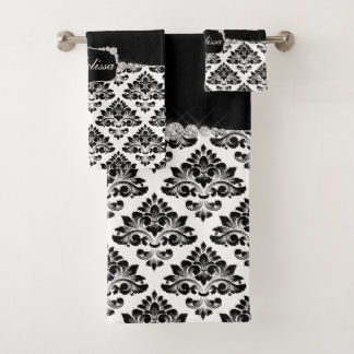 Glam Elegant Black Damask Diamantes