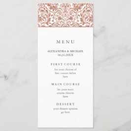 Glam Elegant Faux Rosa Gold Purpurina Damask Menú
