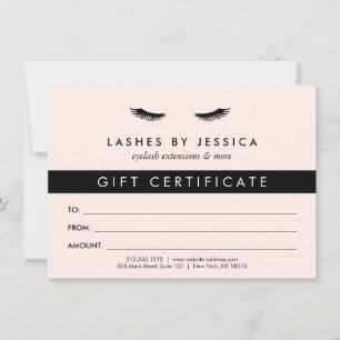 Glam Eyelashes Certificado de regalo negro y rosa
