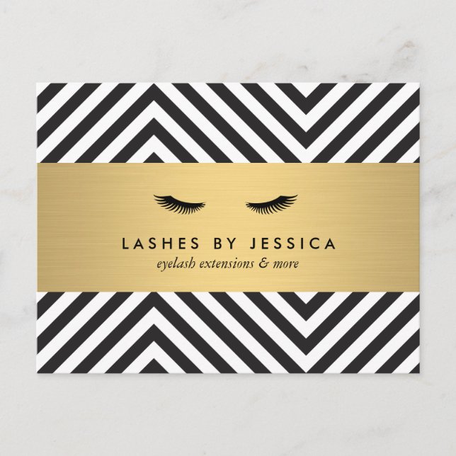 Glam Eyelashes con tarjeta postal de patrón negrit (Anverso)
