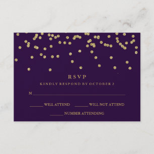 Glam Faux Gold Confetti y Deep Purple RSVP