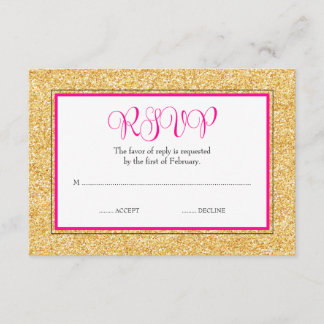 Glam Faux Purpurina Gold Pink Bat Mitzvah RSVP