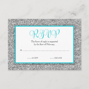 Glam Faux Purpurina Plata Azul Verde azulado RSVP