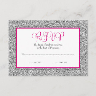 Glam Faux Purpurina Silver Pink RSVP