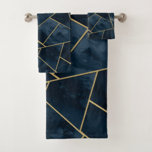Glam geométrico azul dorado oscuro de la marina d