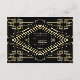 Glam Gold Black Great Gatsby Wedding RSVP