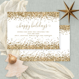 Glam Gold Purpurina Borders Happy Holidays Navidad