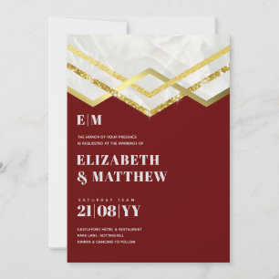 Glam Gold Purpurina Girly Wedding Invitar diseño D