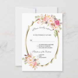 Glam Gold Rubor Pink Floral Wedding RSVP
