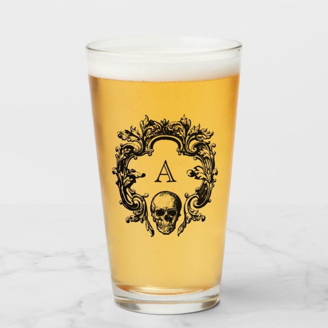 Glam gótico | Vidrio | Monograma negro (Anverso (lleno))