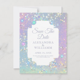 Glam Holographic Purpurina Modern Save The Date