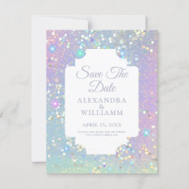 Glam Holographic Purpurina Modern Save The Date