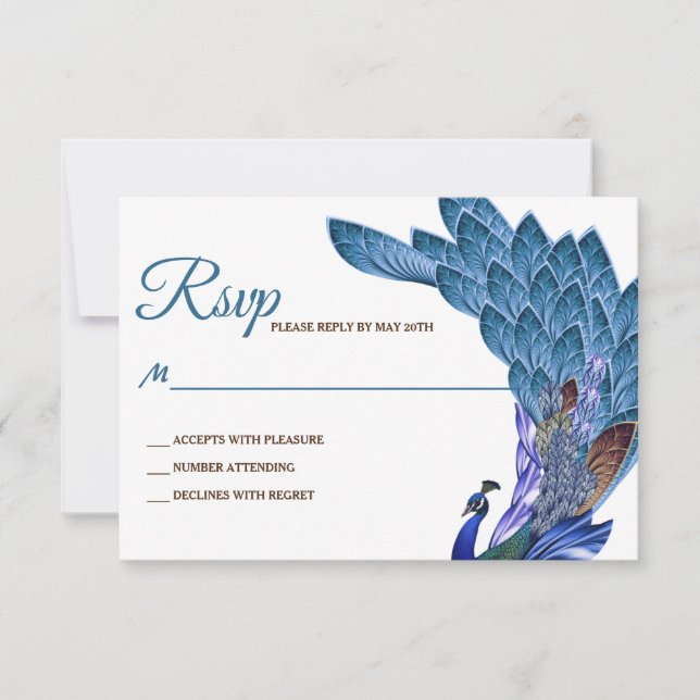 Glam & Luxe Peacock Wedding RSVP (Anverso)
