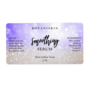 Glam Modern Silver Purpurina Blue Face Etiquetas d