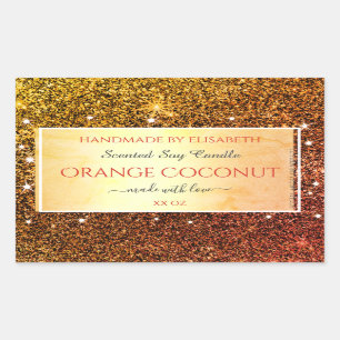 Glam Naranja Faux Purpurina Sparkle Etiquetas de p