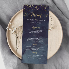 Glam night faux gold calligraphy boda menú