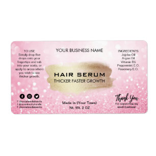 Glam Pastel Purpurina rosa Cabello Sérico Etiqueta